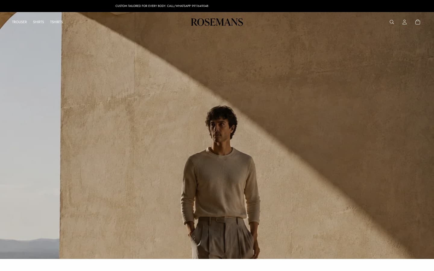 Rosemans India website homepage